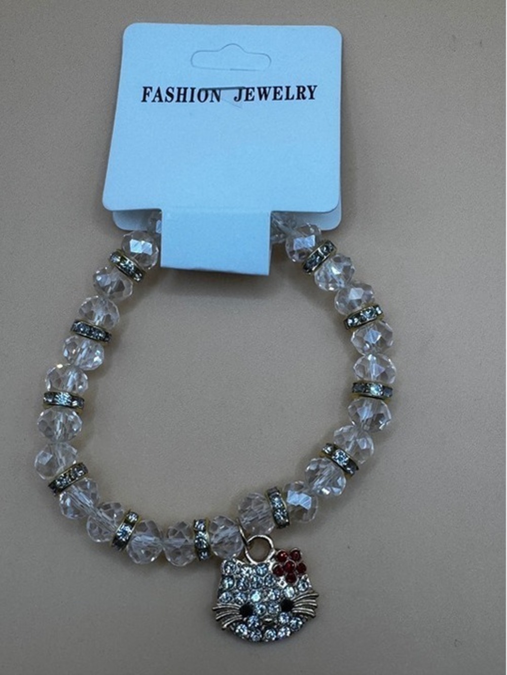 New Hello Kitty Beaded Charm Bracelets- Choose Color- (White)